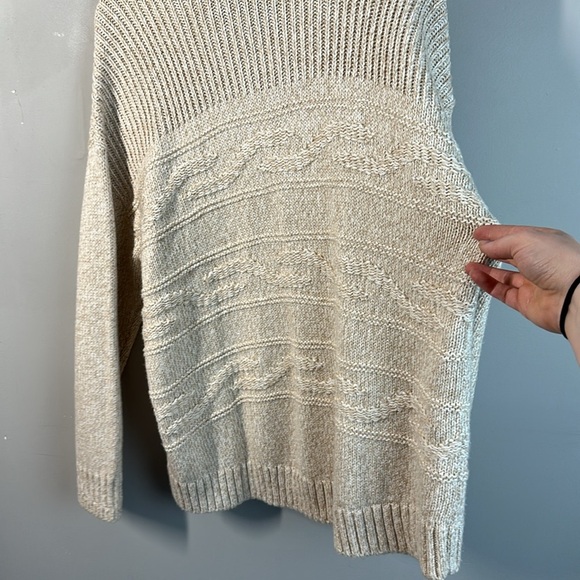 Talbots Womens Cream Tan Beige Lace Up Ribbed Sweater Size XL Beachy Neutral - Picture 10 of 11